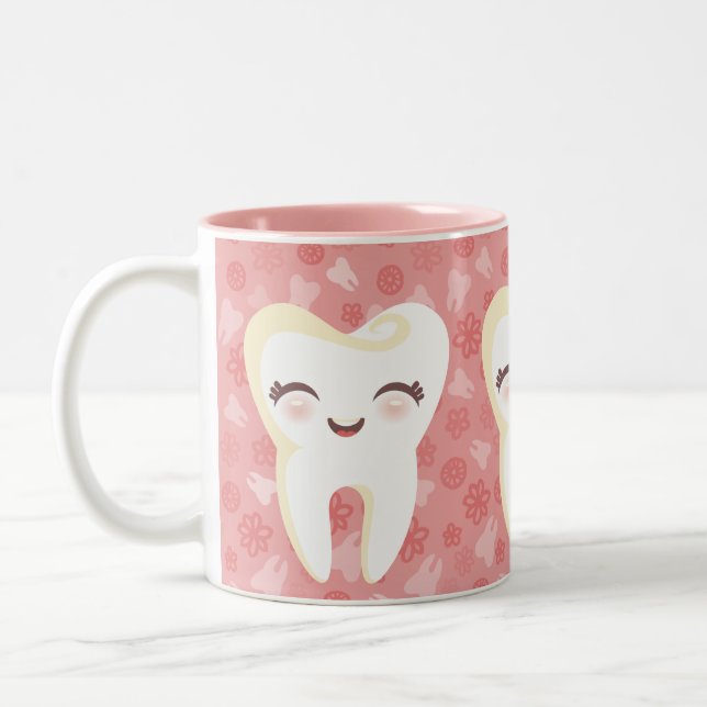 Bicolor Dientes lindos del dibujo animado - taza rosada (Izquierda)