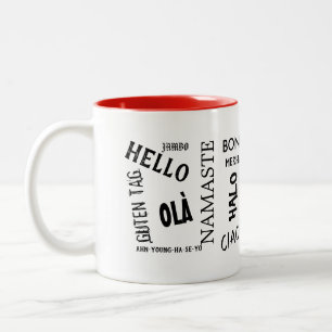 Bicolor Diga hola en taza de los otros idiomas