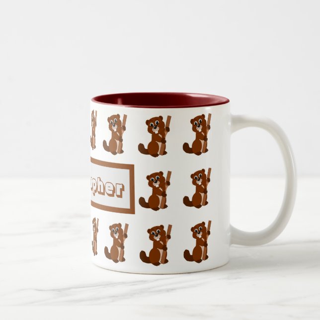 Bicolor Diseño de castor en taza (Derecha)