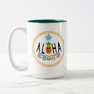Bicolor Diseño de Piña Aloha - Taza de Dos Tonos