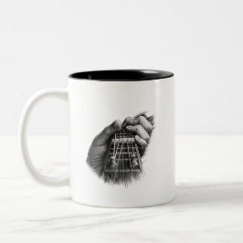 Bicolor Diseño de taza de café con diapasón de guitarra bl