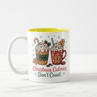 Bicolor diseño de taza de calorías de navidad no cuentan