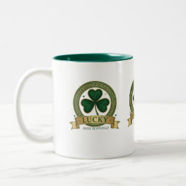 Bicolor Diseño de taza de trébol irlandés Lucky Shamrock p