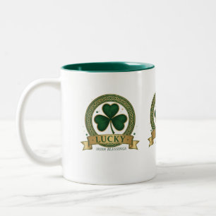 Bicolor Diseño de taza de trébol irlandés Lucky Shamrock p