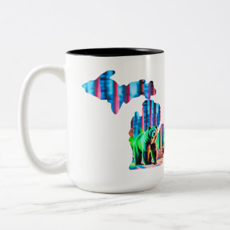 Bicolor Diseño del esquema del Mapa de Michigan en la taza