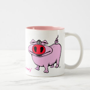 Bicolor Diseño divertido de la taza del cerdo