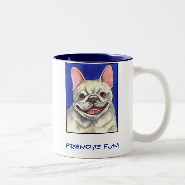 Bicolor ¡Diversión de Frenchie! Taza (Derecha)