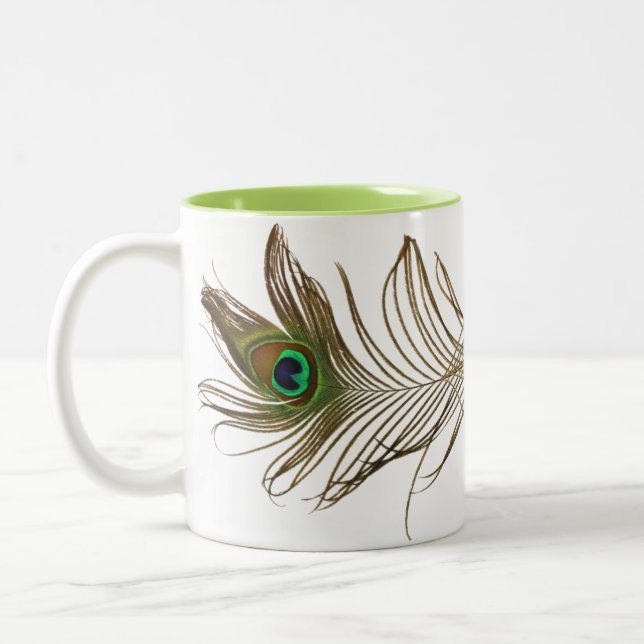 Bicolor Doble de la pluma del pavo real - taza (Izquierda)