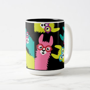 Bicolor Drama Llama un camelid colorido gran taza de café