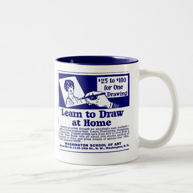 Bicolor El azul "APRENDE DIBUJAR" la taza de café (Derecha)