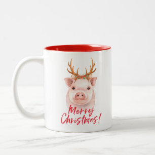 Bicolor El cerdo dos del navidad entonó la taza