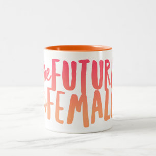Bicolor El Futuro es Femenino Taza de Dos Tonos 11 oz