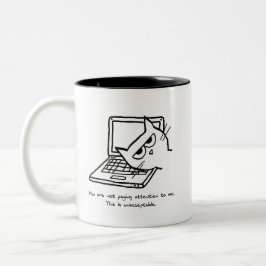 Bicolor El gato enojado exige la atención - taza divertida