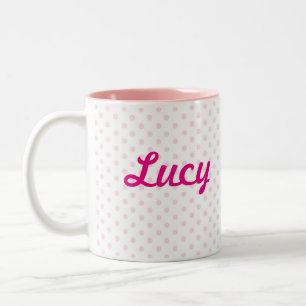 Bicolor El lunar rosado de LUCY del ♥ de la TAZA del ♥