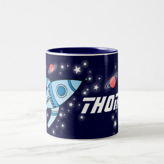 Bicolor El rojo azul del cohete de espacio embroma la taza