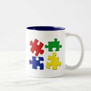 Bicolor El rompecabezas junta las piezas de la taza