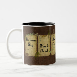 Bicolor El trabajo Grande ideal Duro tiene taza de la fe