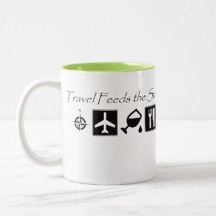 Bicolor El viaje alimenta el alma - taza de café