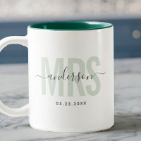 Elegante Nueva Taza Personalizada MRS Fecha de Bod