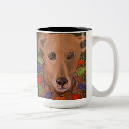 Bicolor Enciende el feriado del perro y la taza de Navidad