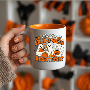 Bicolor ¿Eres Fall-O-Ween Taza de café de Halloween para