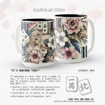 "¡Es hora del Mahjong!" Taza de cerámica floral
