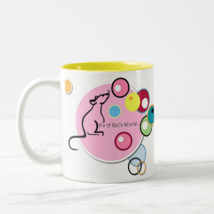 Bicolor Es taza del logotipo del mundo de una rata