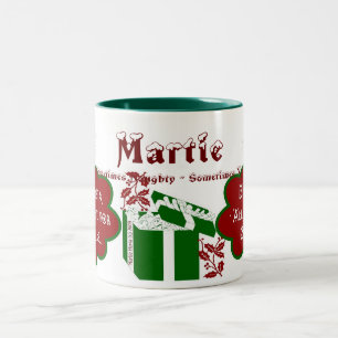 Bicolor Estimada taza del 2-Tono de Santa - personalice el