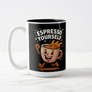 Bicolor Exprésate con Humor Pun Café Divertido Arte Taza