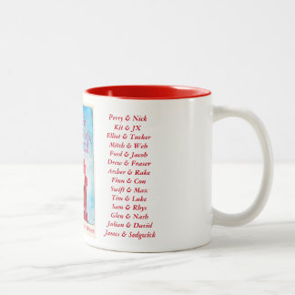 Bicolor Felices Navidad, taza querida con nombres de los
