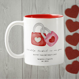 Bicolor Feliz día de San Valentín Taza personalizada con c