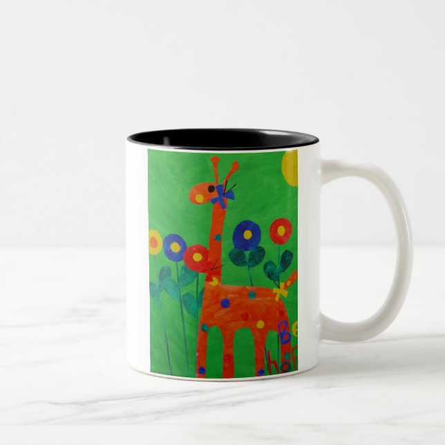 Bicolor Feliz la taza de café de la jirafa (Derecha)