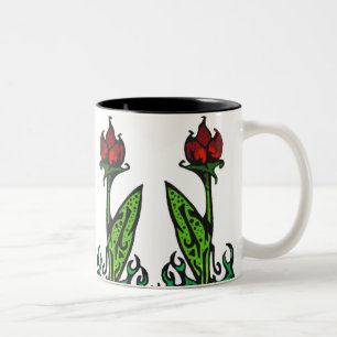 Bicolor Flor roja que repite la taza