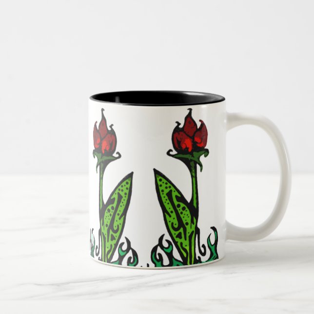 Bicolor Flor roja que repite la taza (Derecha)