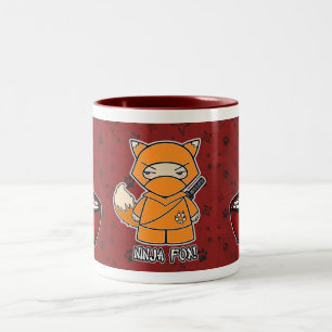 Bicolor ¡Fox de Ninja! Con la taza del cuenco de arroz