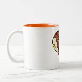 Bicolor Fritada encima de la taza del corazón