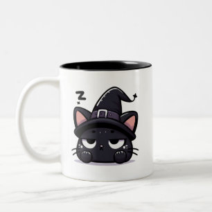 Bicolor Gato Bruja Dormilón Cabeza   Taza de Halloween de 