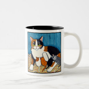 Bicolor Gato de la mamá el y taza sustitutos del arte d