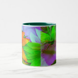 Bicolor Girasoles multicolores de la taza de café de la