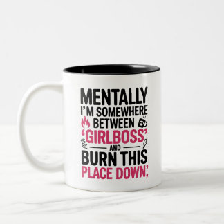 Bicolor ¿Girlboss o agotamiento? Taza divertida para el es