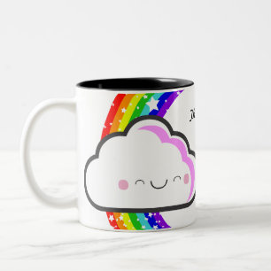 Bicolor Gracias taza del arco iris de KAWAII por el
