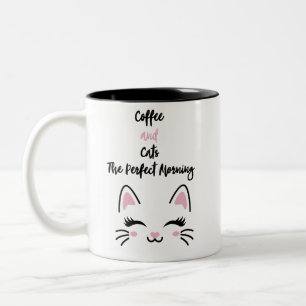 Bicolor Graciosa taza de amante del gato - Café y gatos = 