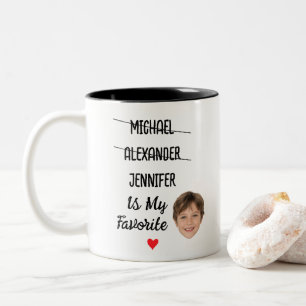 Bicolor Graciosa taza infantil favorita con 3 nombres y fo