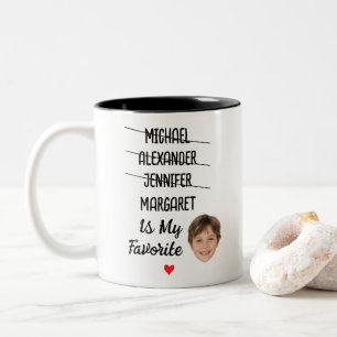 Bicolor Graciosa taza infantil favorita con 4 nombres y fo