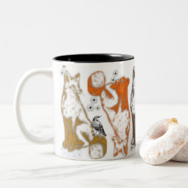 Bicolor Gráficos del tema de la taza de café de Fox y amig