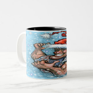 Bicolor Gran Taza de Café de Dos Tonos del Elfo de Navidad