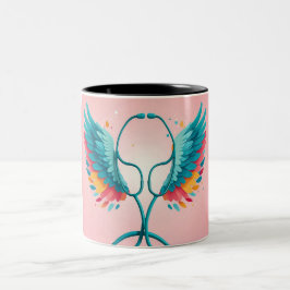 Bicolor Heartbeat Brew: Taza Estetoscopio