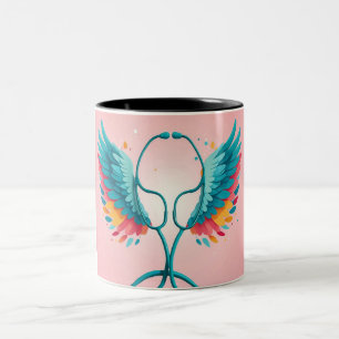 Bicolor Heartbeat Brew: Taza Estetoscopio