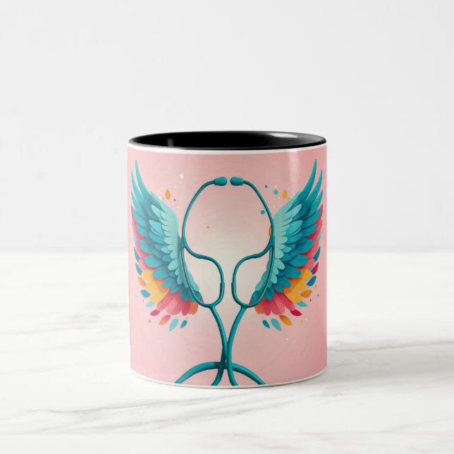 Bicolor Heartbeat Brew: Taza Estetoscopio (Centro)