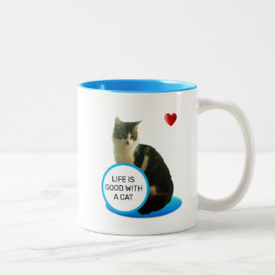 Bicolor Hermosa taza de café de dos tonos de gato atigrado